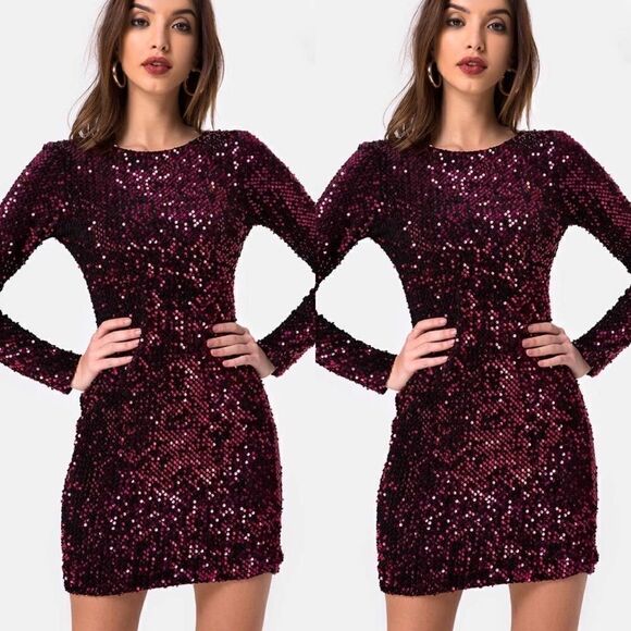 MOTEL ROCKS GABBY PLUNGE BACK DRESS - Picture 1 of 4